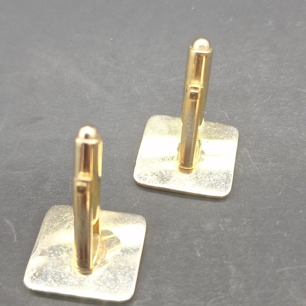 Vintage Gold Tone Geometric Cufflinks - Picture 6 of 7